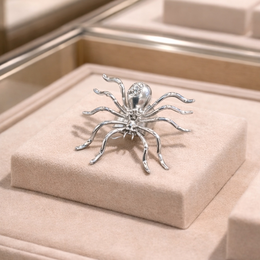 Silver Spider Statement Ring